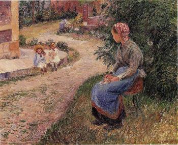 Camille Pissarro : A Servant Seated in the Garden at Eragny